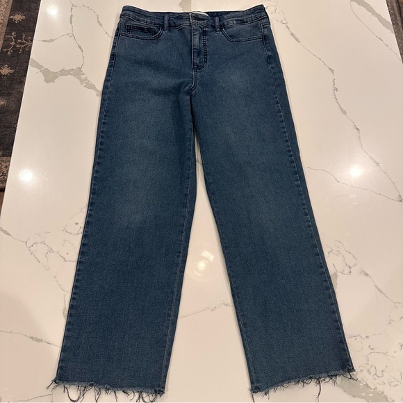 Social Standard By Sanctuary Denim - Social Standard By Sanctuary High Rise Crop Straight Blue Jeans Women 10 Raw Hem